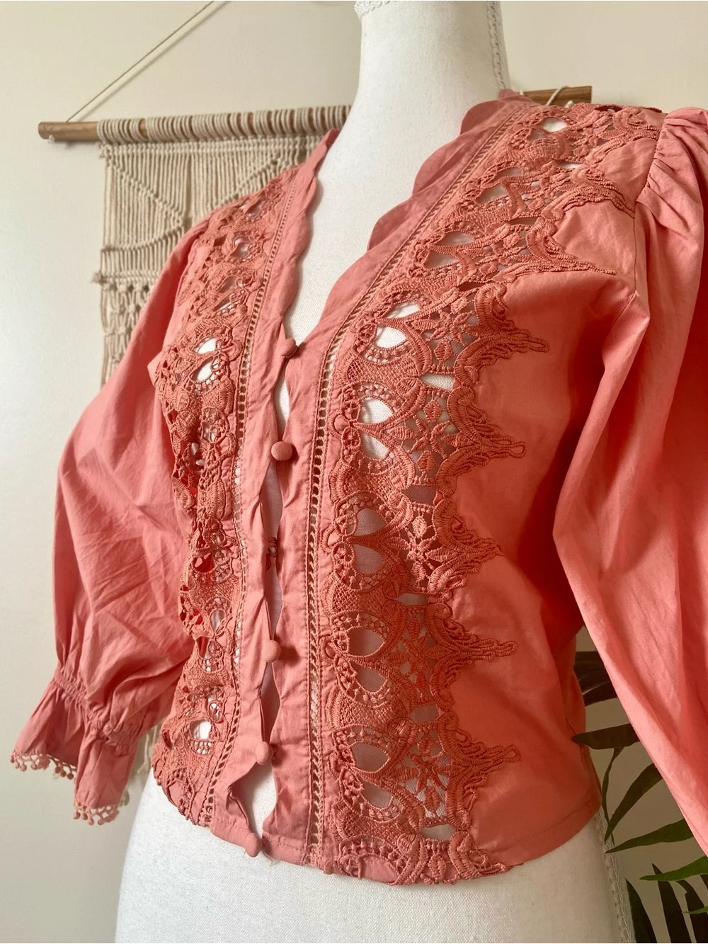 Free People Louella Embroidered Top Savannah Red XS NWT Flawed Cotton Boho